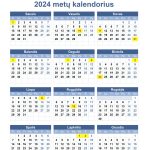 Nedarbo Dienos Lietuvoje – Kalendorius
